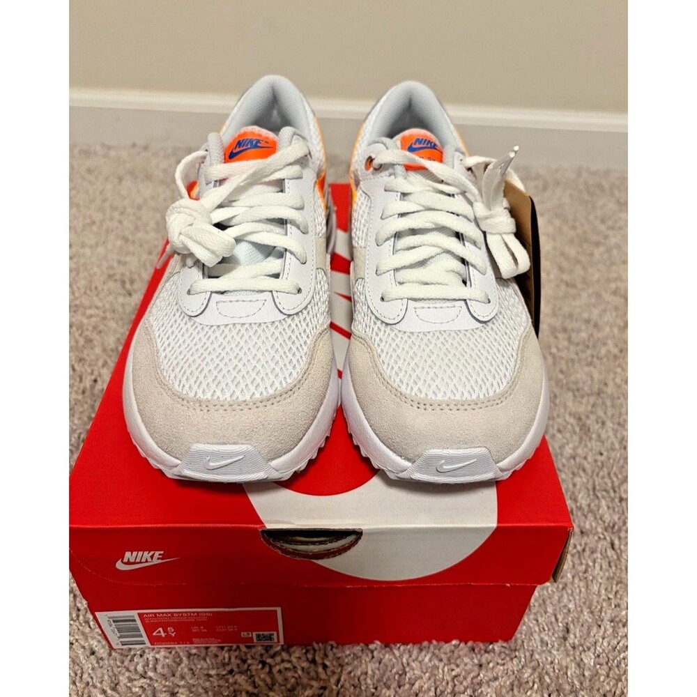 Nike Air Max SYSTM GS Kids Sz 4.5Y (W 6.5) Sneakers White/Orange New DQ0284-114 - Picture 4 of 5